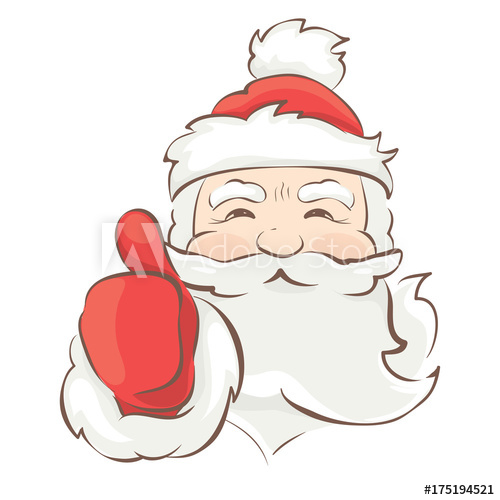 500x500 Funny Santa Claus Vector Christmas Illustration, Sign Thumbs Up