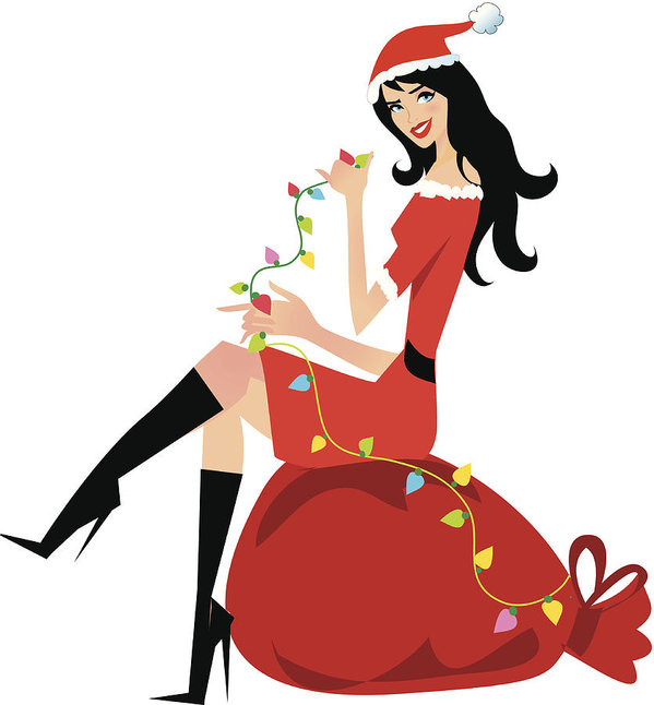 599x646 Funny Santa Claus Woman Llustration Art Print