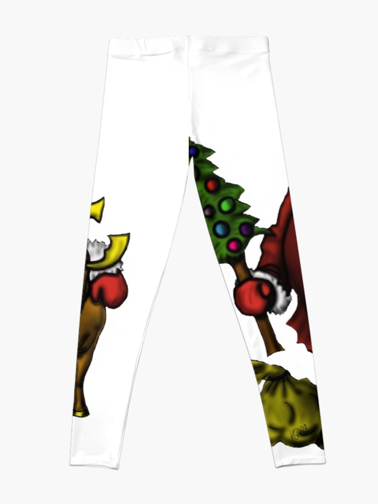 750x1000 funny santa claus with rudolph drawing leggings