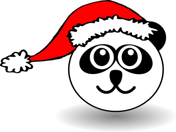 600x451 Funny Panda Face Black And White With Santa Claus Hat Free Vector