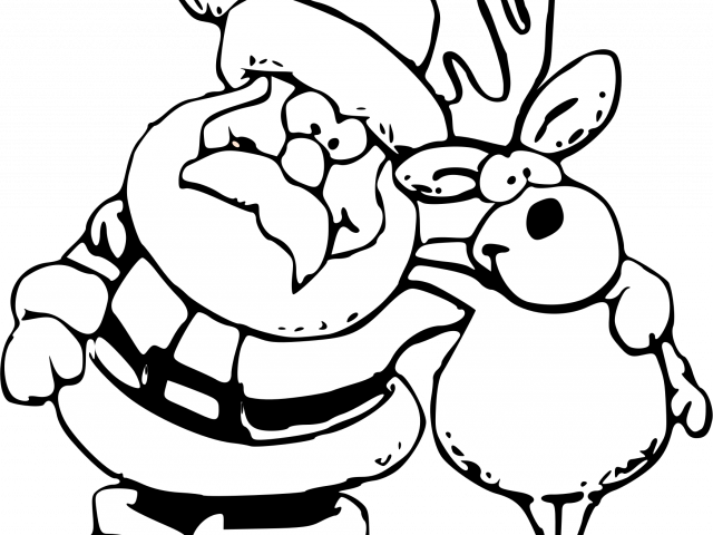 640x480 Funny Reindeer Coloring Pages With Clipart Santa