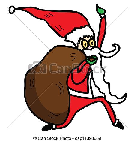 450x470 Funny Santa Claus Cartoon Hand Drawn Illustration
