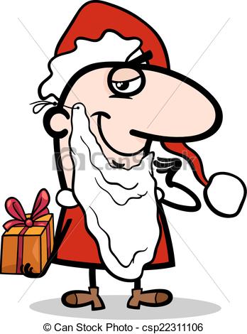 348x470 Santa With Gift Cartoon Illustration Cartoon Illustration