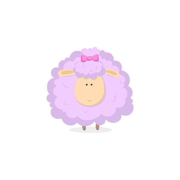 600x600 Purple Funny Sheep Isolated On White Background Art Print