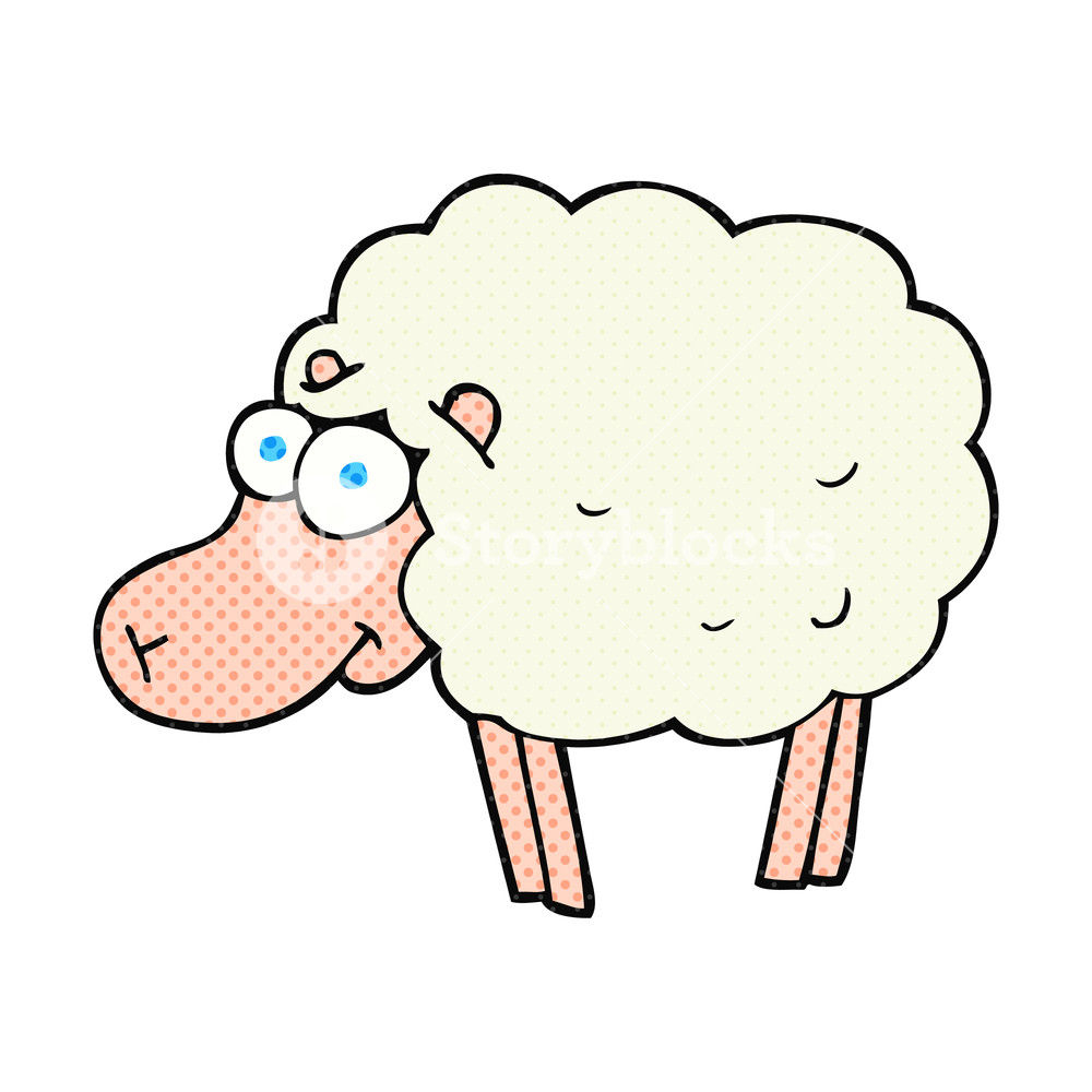 1000x1000 Funny Freehand Drawn Cartoon Sheep Royalty Free Stock Image