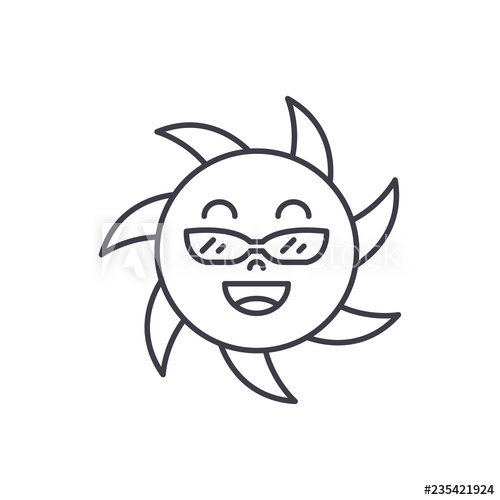 500x500 Funny Sun In Glasses Line Icon Concept Funny Sun In Glasses