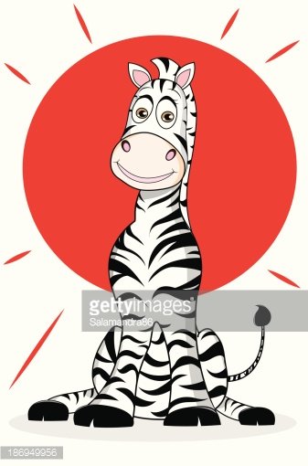 337x510 Zebra With Funny Illustration Premium Clipart