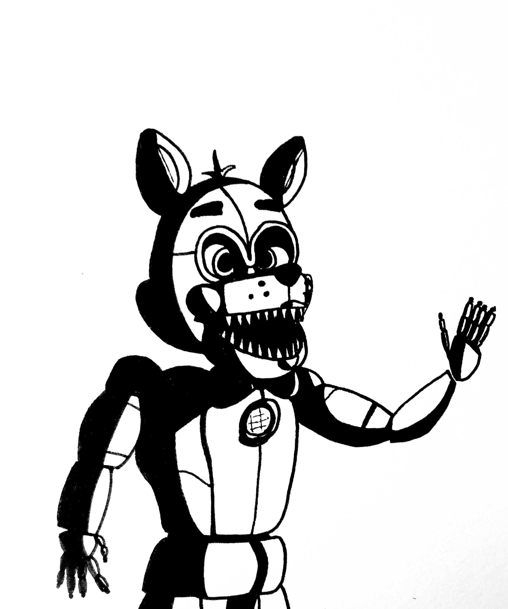 2032x2437 Monochrome Funtime Foxy