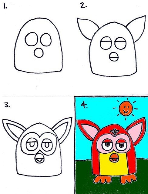 488x640 How To Draw A Furby For Kids