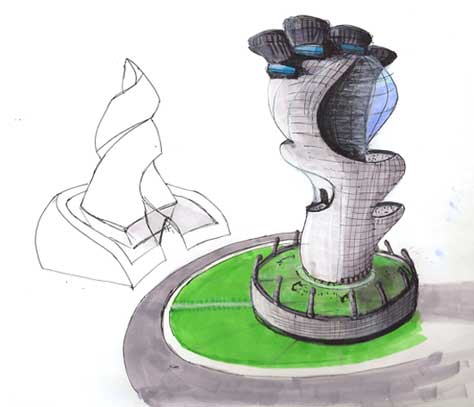 474x407 Futuristic Buildings Drawings