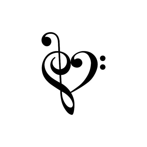 570x570 Treble Bass Clef Heart Products Tattoo Designs, Music Tattoos
