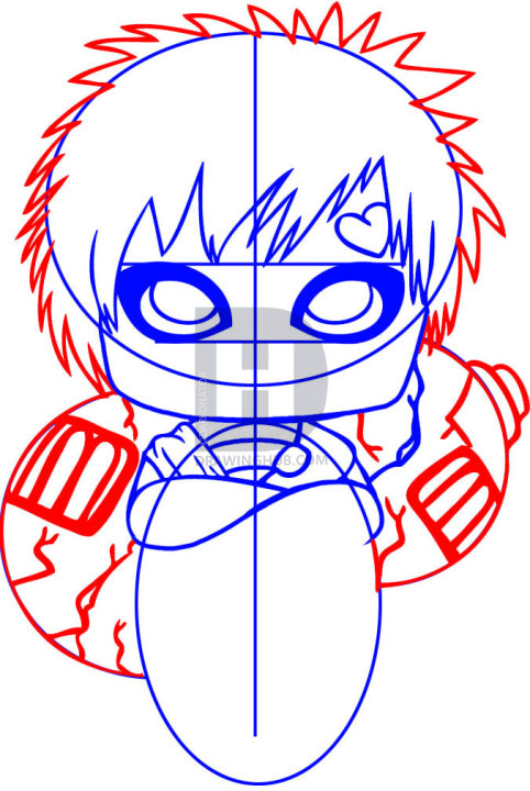 482x720 How To Draw Chibi Gaara, Step