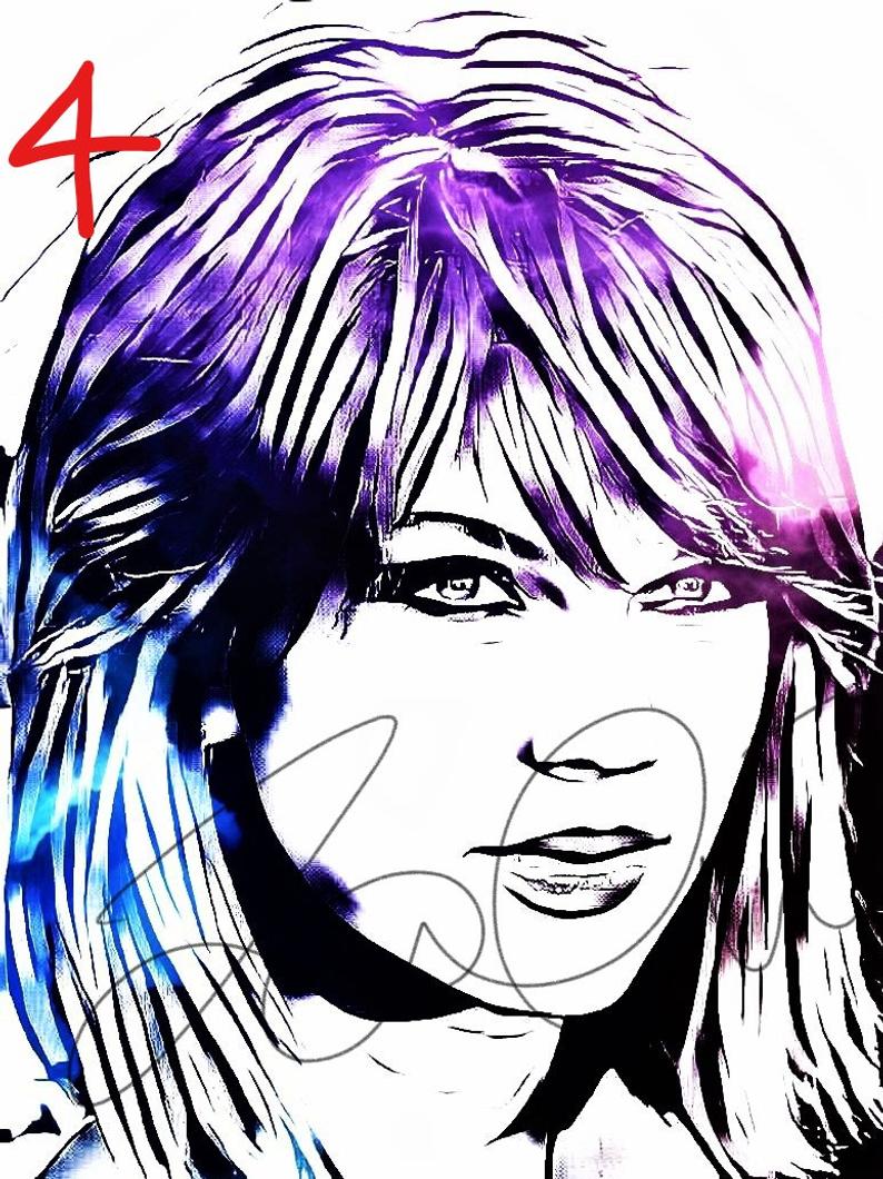 794x1060 Taylor Swift Digital Drawing Galaxy Outline Print Poster Style Etsy