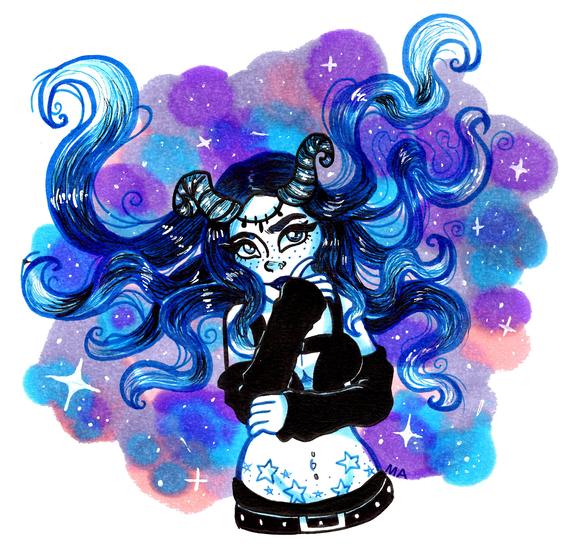 570x543 Blue Galaxy Girl Etsy