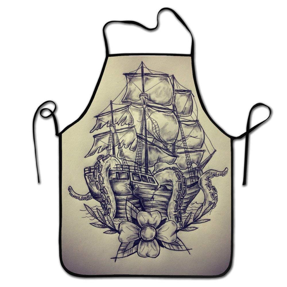 1000x1000 Dozili Kitchen Cooking Apron Sail Boat Waves