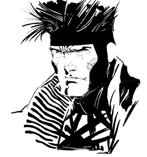 300x320 gambit jim lee inspired sketch in pen and ink, august