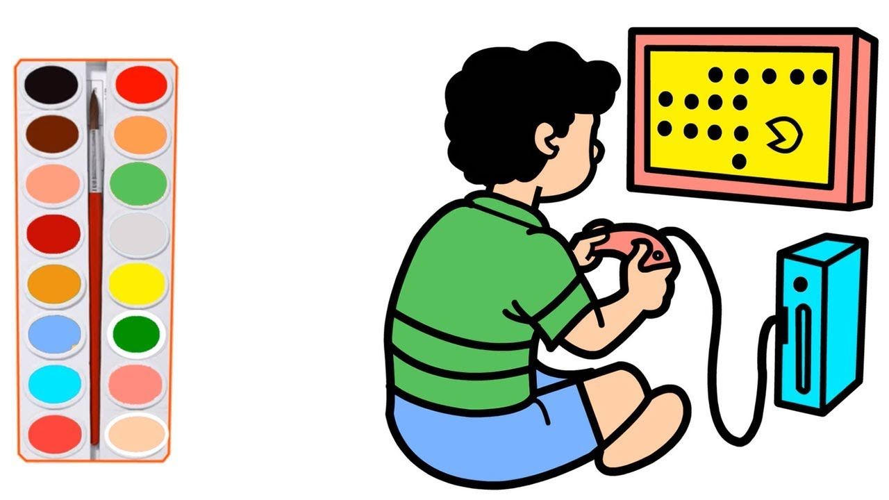 1280x720 Coloring For Children With Game Console