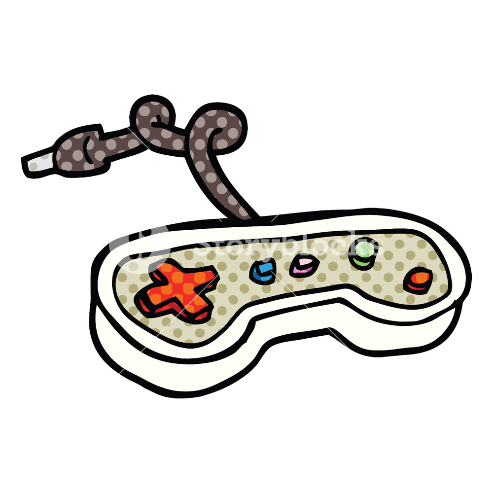 1000x1000 Comic Book Style Cartoon Games Controller Royalty Free Stock Image