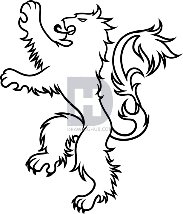 613x720 How To Draw House Lannister Logo, Step