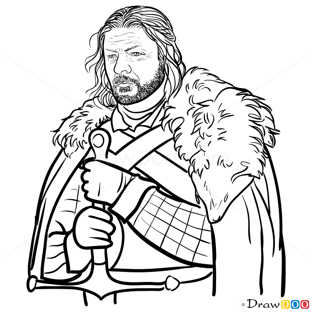 1000x1000 How To Draw Eddard Ned Stark, Game Of Thrones