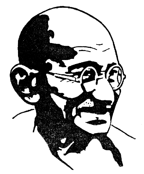 464x562 gandhi famous vegetarians in silhouette art, black ink