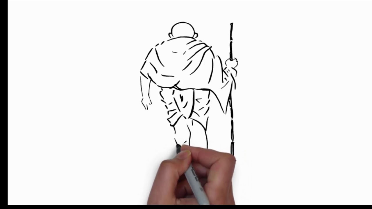 1280x720 how to draw mahatma gandhi