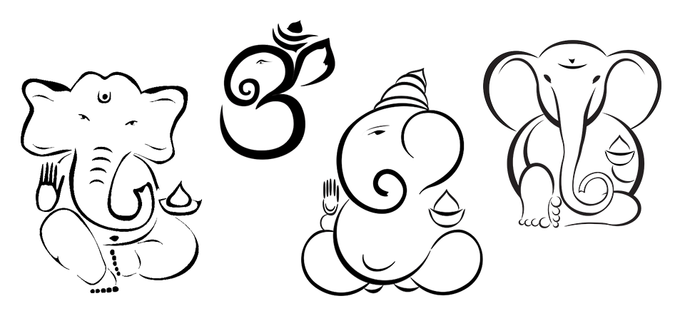 960x450 Ganesha Vector Black And White Transparent Png Clipart Free