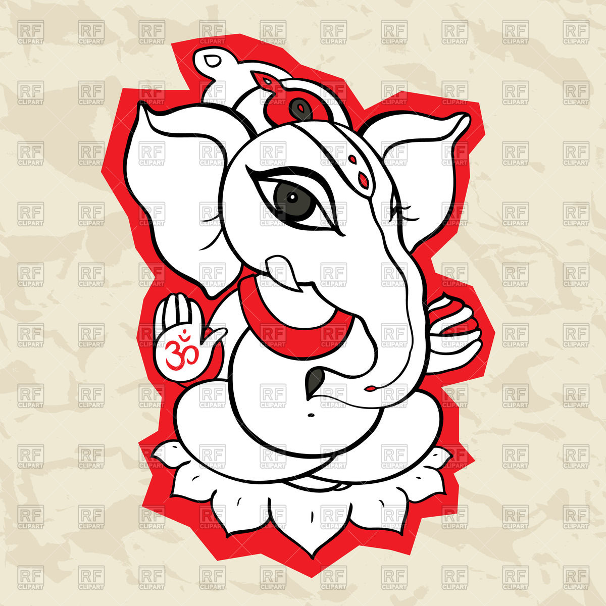 1200x1200 Outline Of Ganesha With Red Contours Vector Image Of Signs