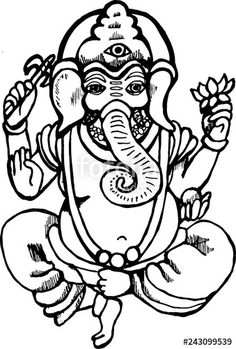 339x500 Illustration Of Ganesh Dancing With Lotus And Ax Stock Photo