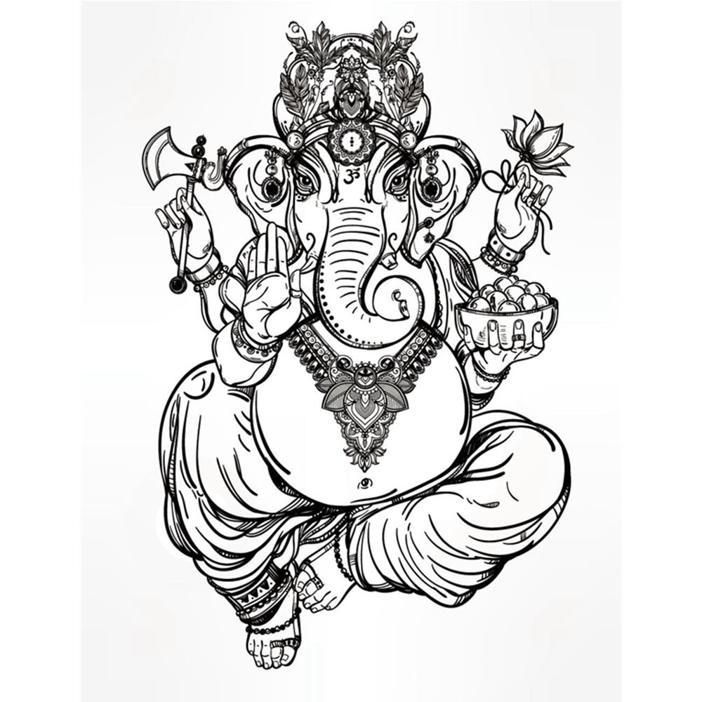1000x1000 Ganesha Beautiful Elephant God Pencil Draw Printed Best