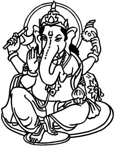 377x480 Lord Ganesha Coloring Pages Sketch Template Stencil