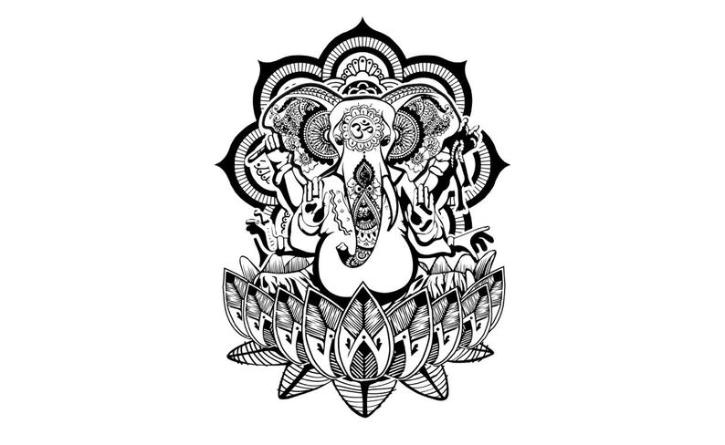 794x488 Ganesha Henna Temporary Tattoo Set Of Elephant Tattoo Etsy