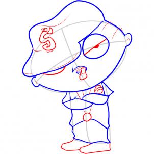302x302 how to draw gangster stewie, step