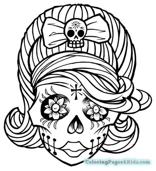 500x547 Gangsta Sugar Skull Girl Coloring Pages