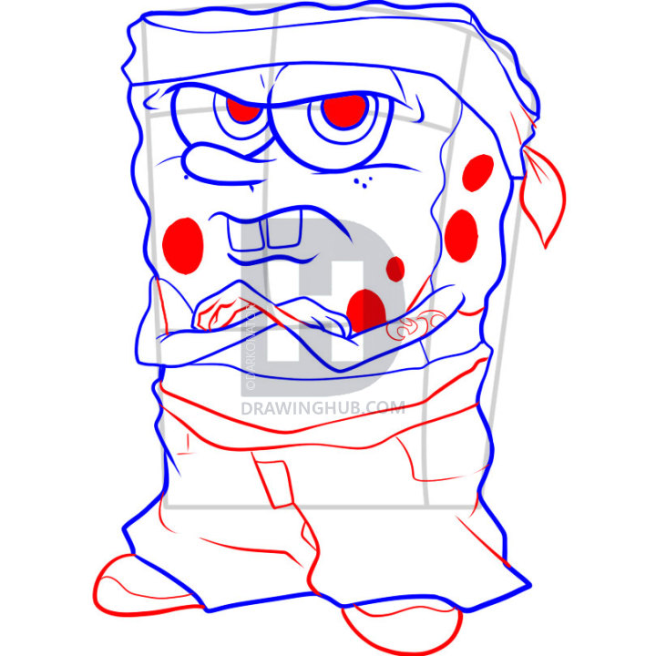 720x720 How To Draw Gangster Spongebob, Step