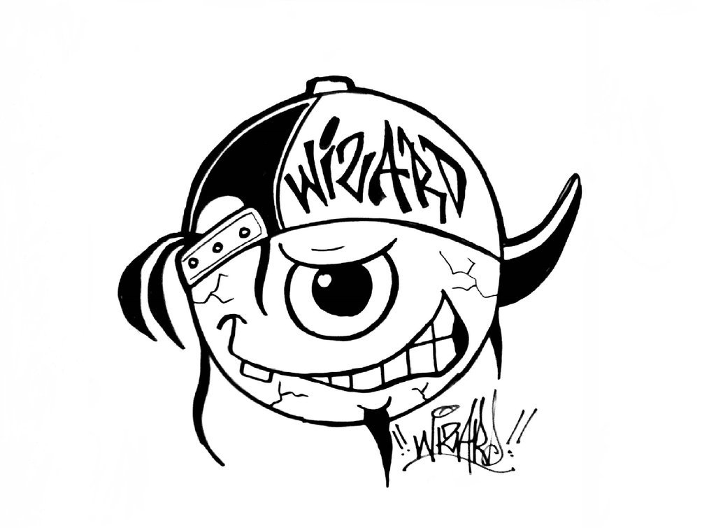 1024x755 Graffiti Gangster Skull Drawing