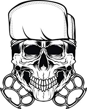 285x355 scary gangster skull with cap and iron knuckles vinyl decal