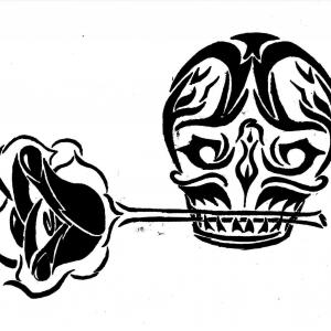 300x300 Vector Clip Art Of A Spooky Black And White Gangster Skull