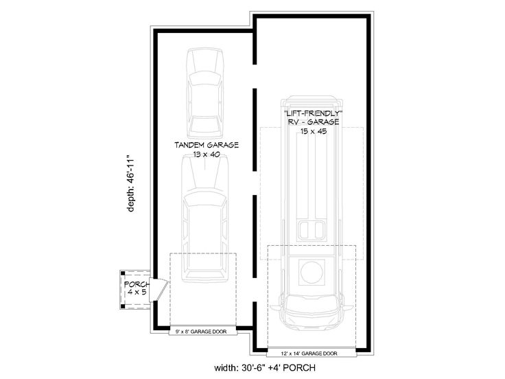 736x552 Rv Garage Plans Rv Garage Plan With Tandem Bay