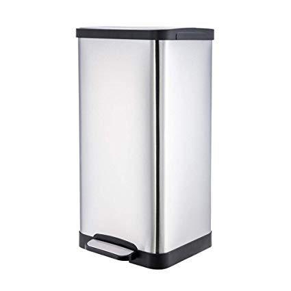 425x425 trash can stainless steel square rubbish storage box pedal trash