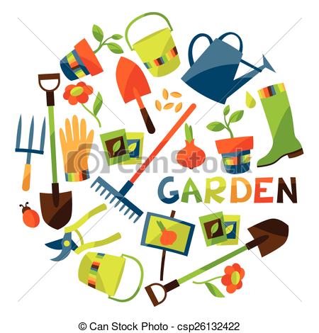 450x470 Background With Garden Design Elements And Icons