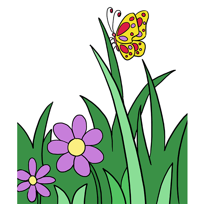 680x678 How To Draw A Butterfly Garden