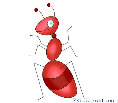 400x350 How To Draw Garden Ant, How To Draw For Kids, How To Draw Step