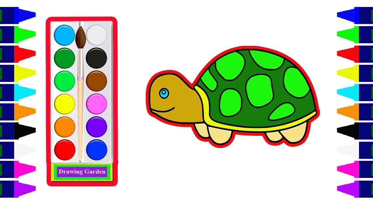 1280x720 How To Draw A Cartoon Turtle And Coloring For Kids, Toddles