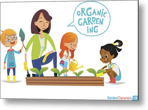493x366 Teacher And Kids Engaged In Gardening In The Backyard Girl Metal