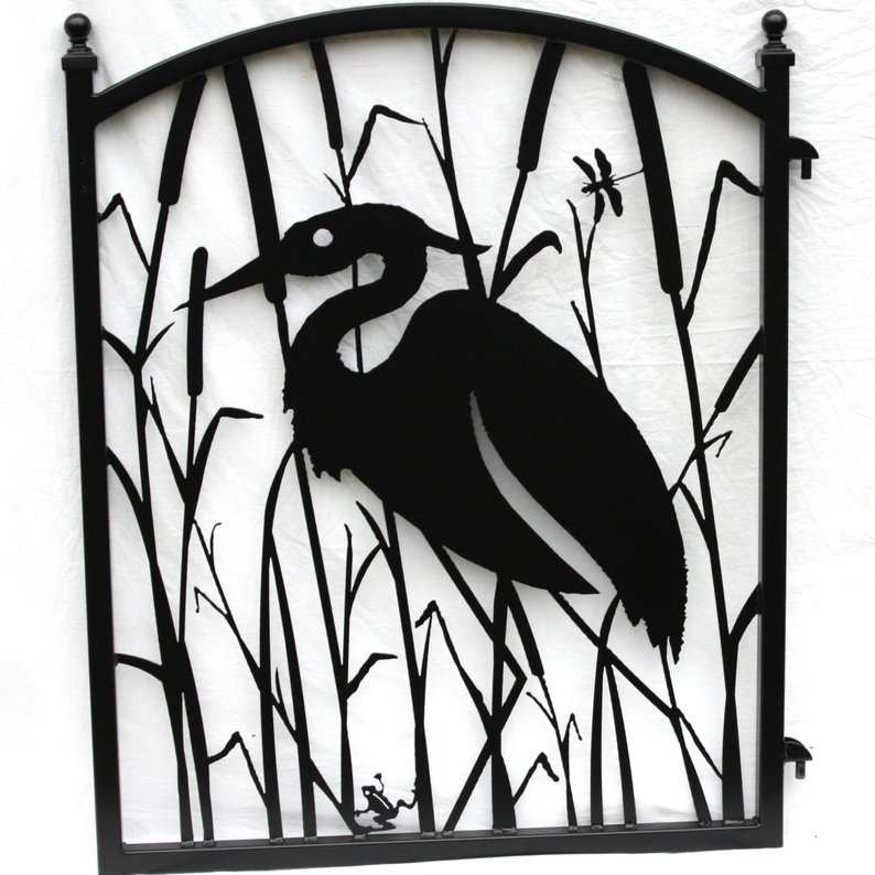 794x794 Garden Fence Gate Heron Metal Art Ornamental Iron Etsy