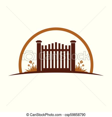 450x470 Garden Old Gate Illustration Logo Symbol Graphic Design Garden