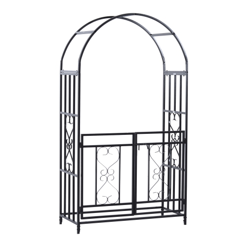 500x500 Outsunny Steel Garden Arch With Gate Black Best Buy Canada
