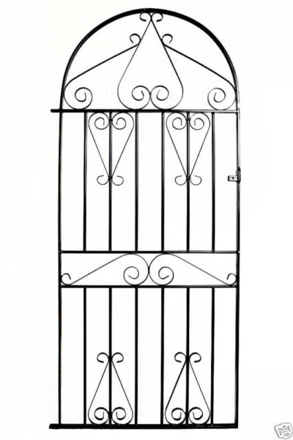 426x640 Wrought Iron Metal Garden Side Gate Mayfair Bow Top For Sale