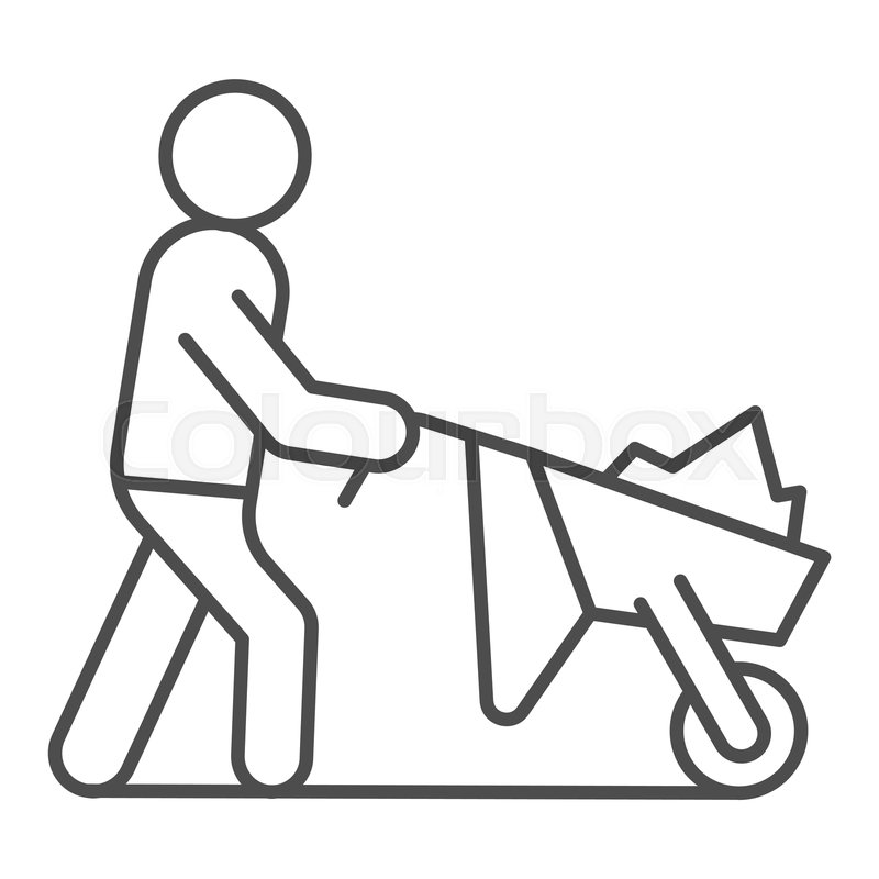 800x800 Farming Man With Cart Thin Line Icon Stock Vector Colourbox